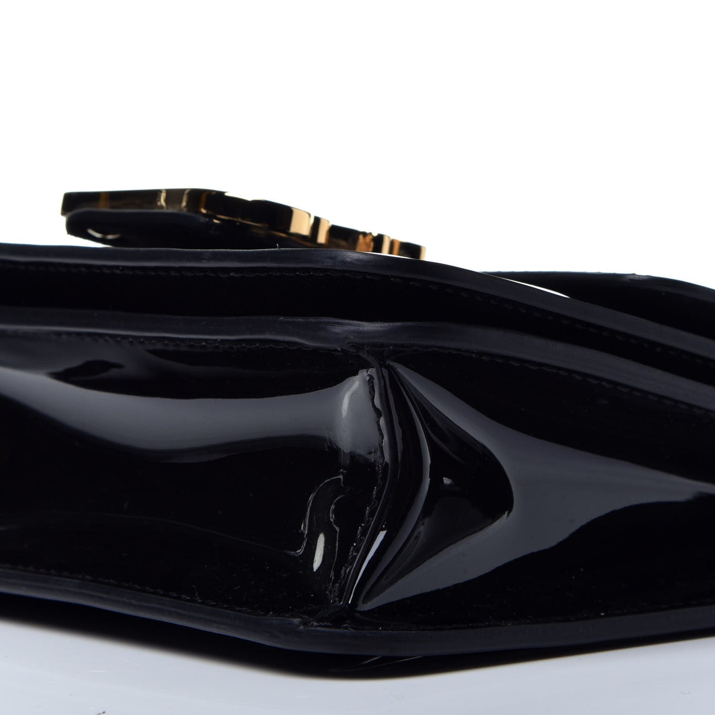 Vitello Vernice Mou Karligraphy Crossbody Bag Black