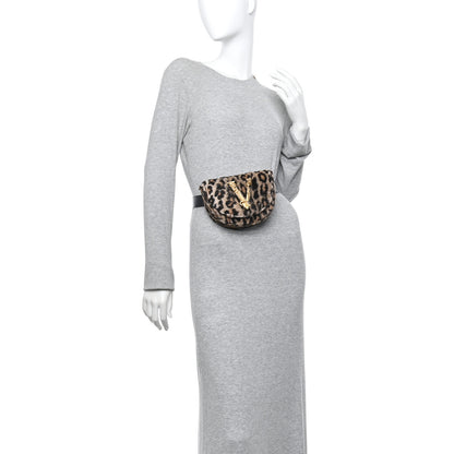 Versace Faux Fur Leopard Virtus Belt Bag Black 2 of 10