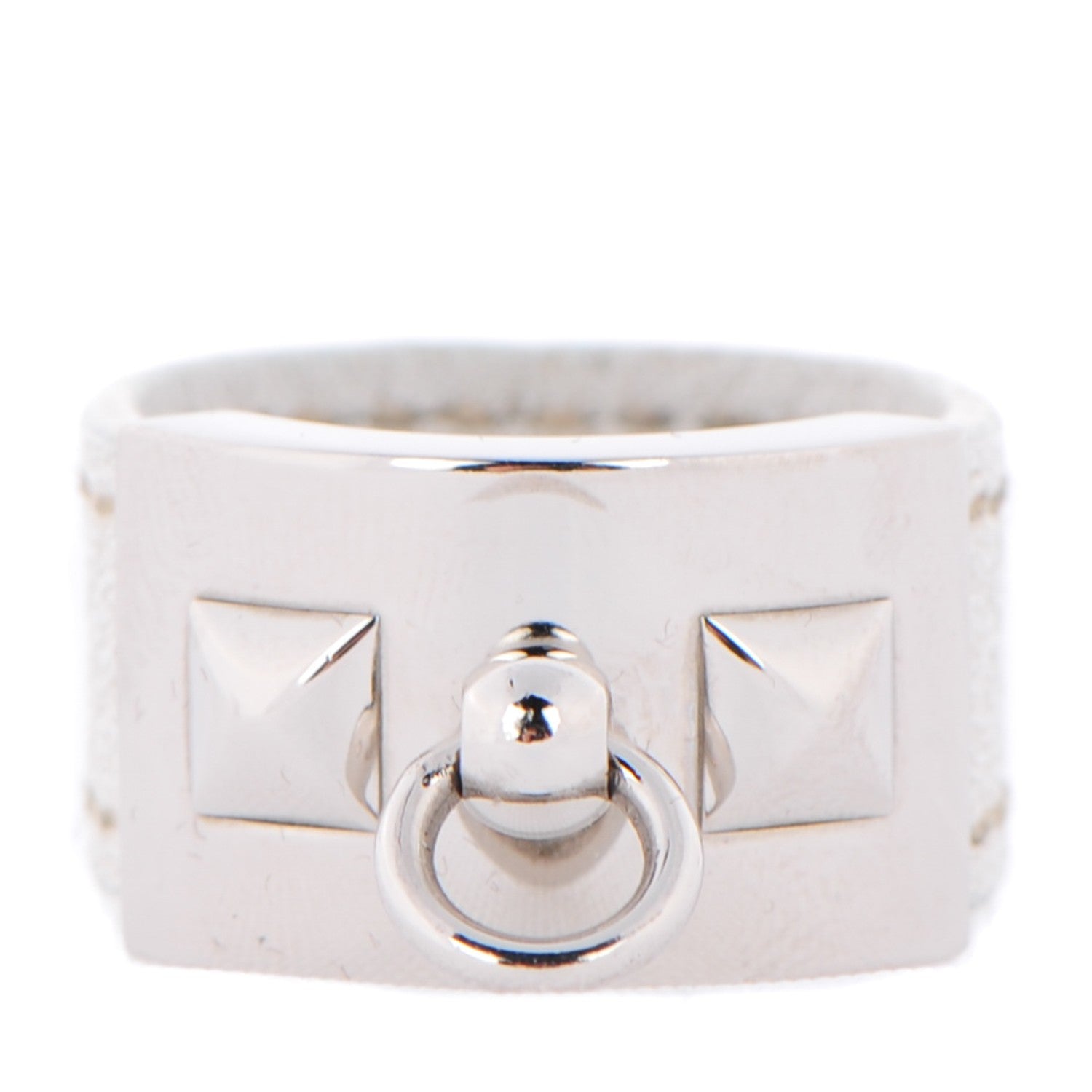 Hermes Palladium Epsom Collier De Chien CDC Ring 9 White 1 of 5