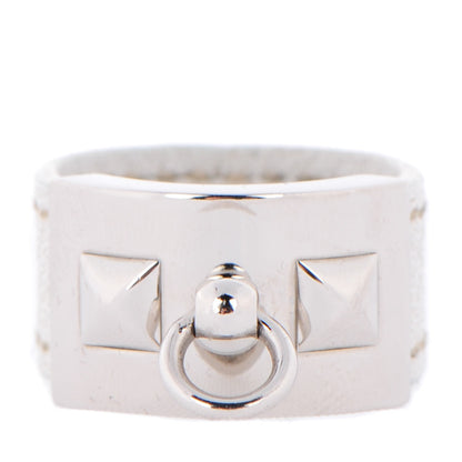Hermes Palladium Epsom Collier De Chien CDC Ring 9 White 1 of 5