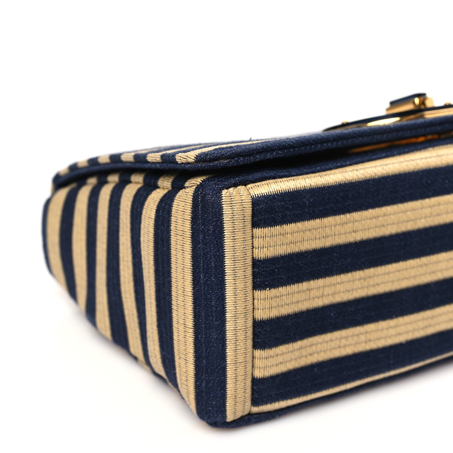 Christian Dior Canvas Striped Cannage Medium Caro Bag Beige Navy 9 of 11