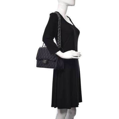 Chanel Caviar Quilted Jumbo Double Flap Navy Blue 2 of 9