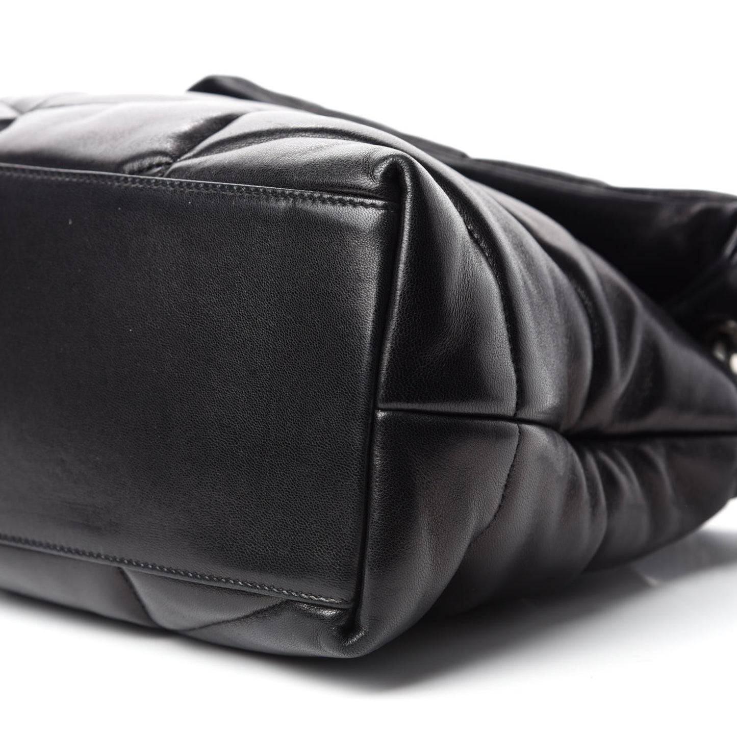 Lambskin Quilted Medium Loulou Puffer Monogram Chain Satchel Black