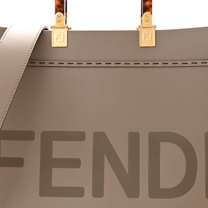 Fendi Vitello King Plexiglass Logo Embossed Medium Fendi Sunshine Shopper Tote Tortora 7 of 10