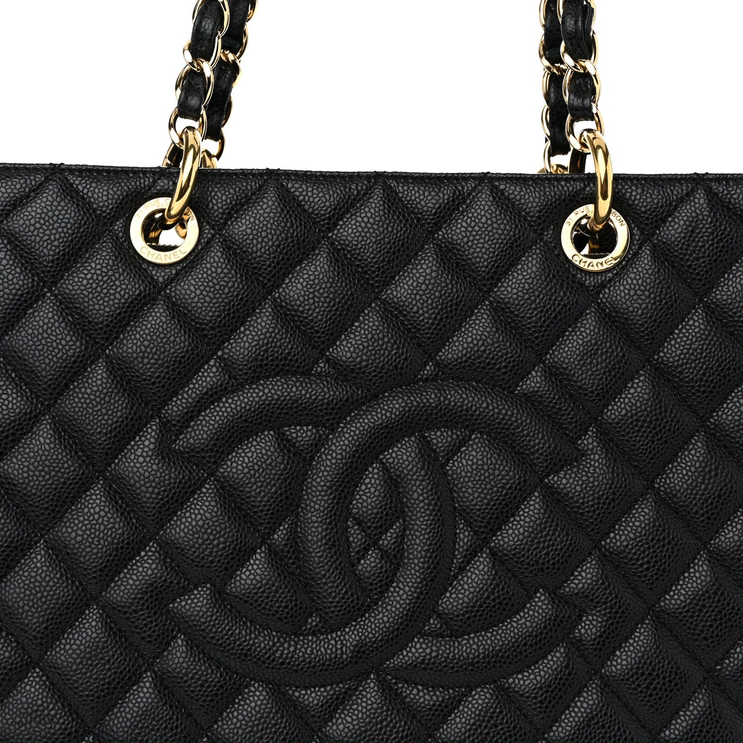 Caviar Quilted Grand Shopping Tote GST Black