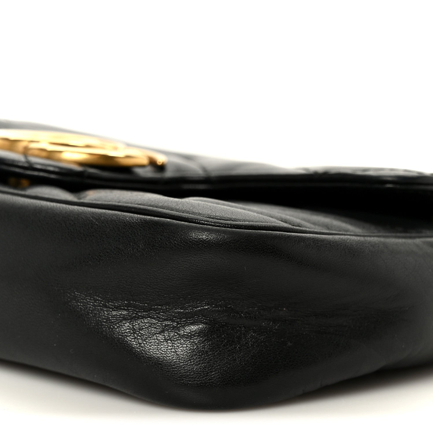 Gucci Calfskin Matelasse Super Mini GG Marmont Shoulder Bag Black 10 of 10