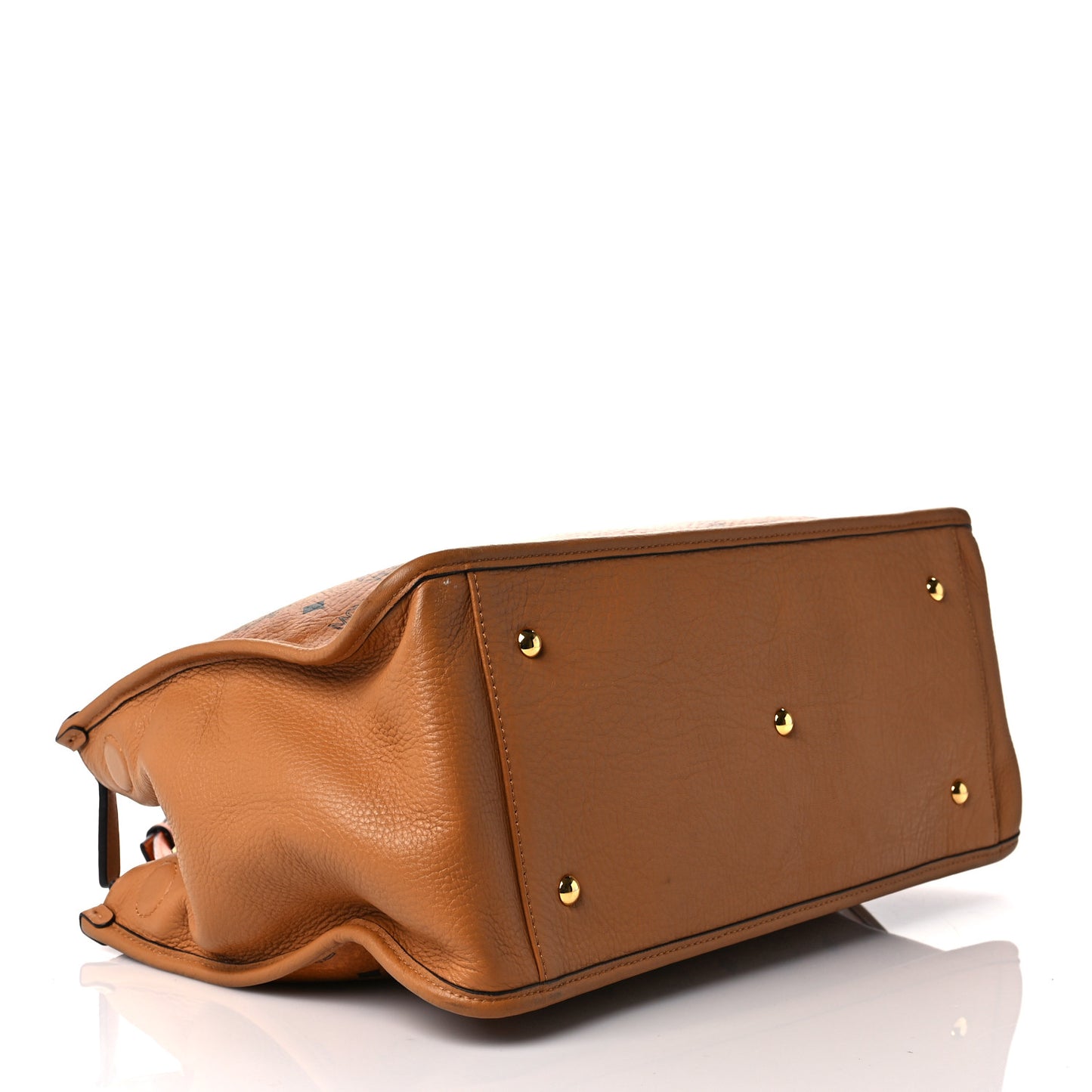 Visetos Calfskin Crocodile Embossed Double Zip Tote Cognac