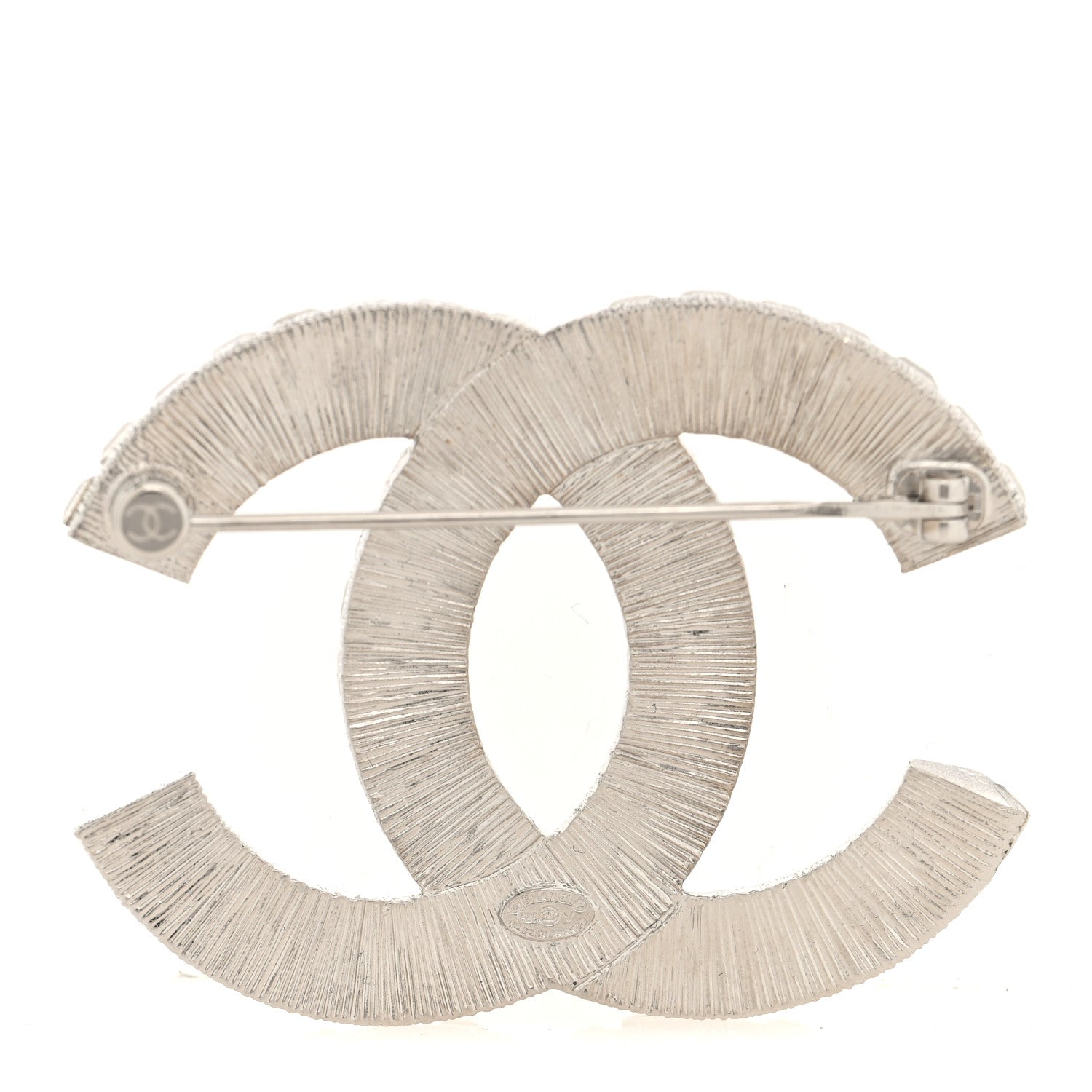 Chanel Baguette Crystal CC Brooch Silver 3 of 3