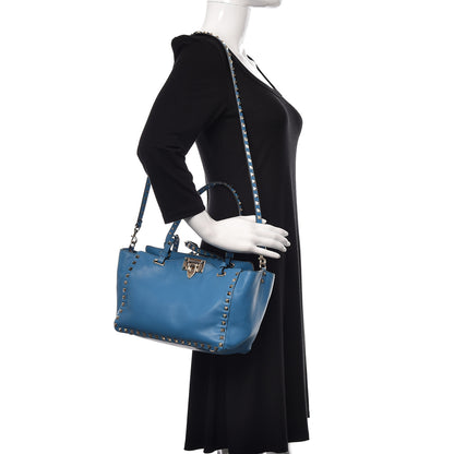 Valentino Garavani Vitello Small Rockstud Tote Light Blue 2 of 12