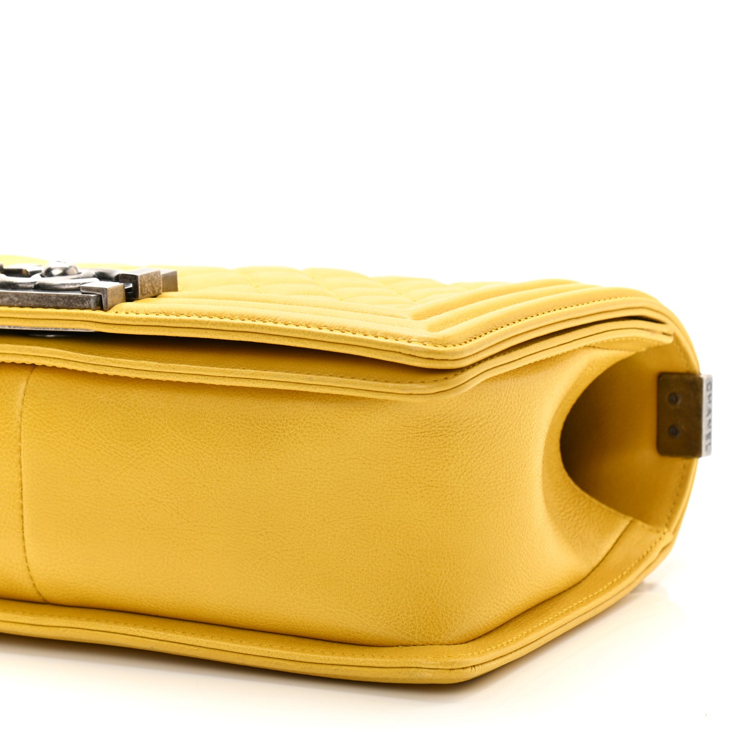 Calfskin Quilted Medium Boy Flap Yellow