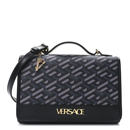 Versace Coated Canvas La Greca Signature Top Handle Bag Black 1 of 9
