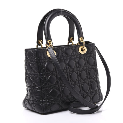 Christian Dior Lambskin Cannage Medium Lady Dior Black 2 of 8
