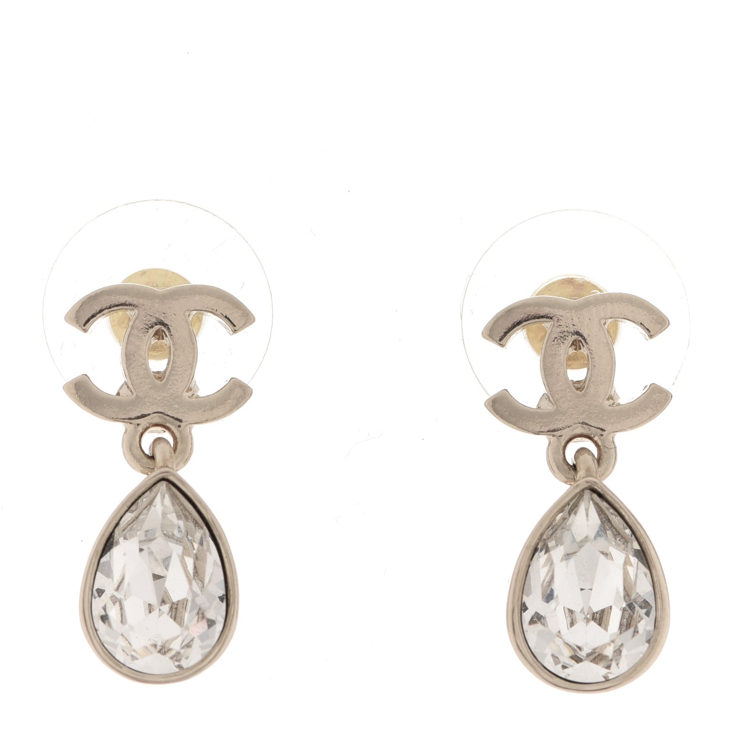 Crystal CC Tear Drop Earrings Gold