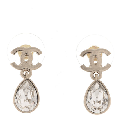 Chanel Crystal CC Tear Drop Earrings Gold 1 of 5