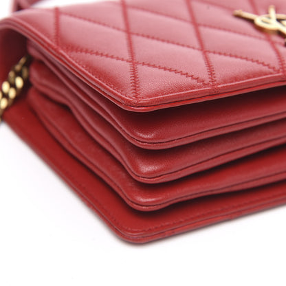 Saint Laurent Lambskin Diamond Quilted Monogram Angie Chain Bag Red 7 of 11