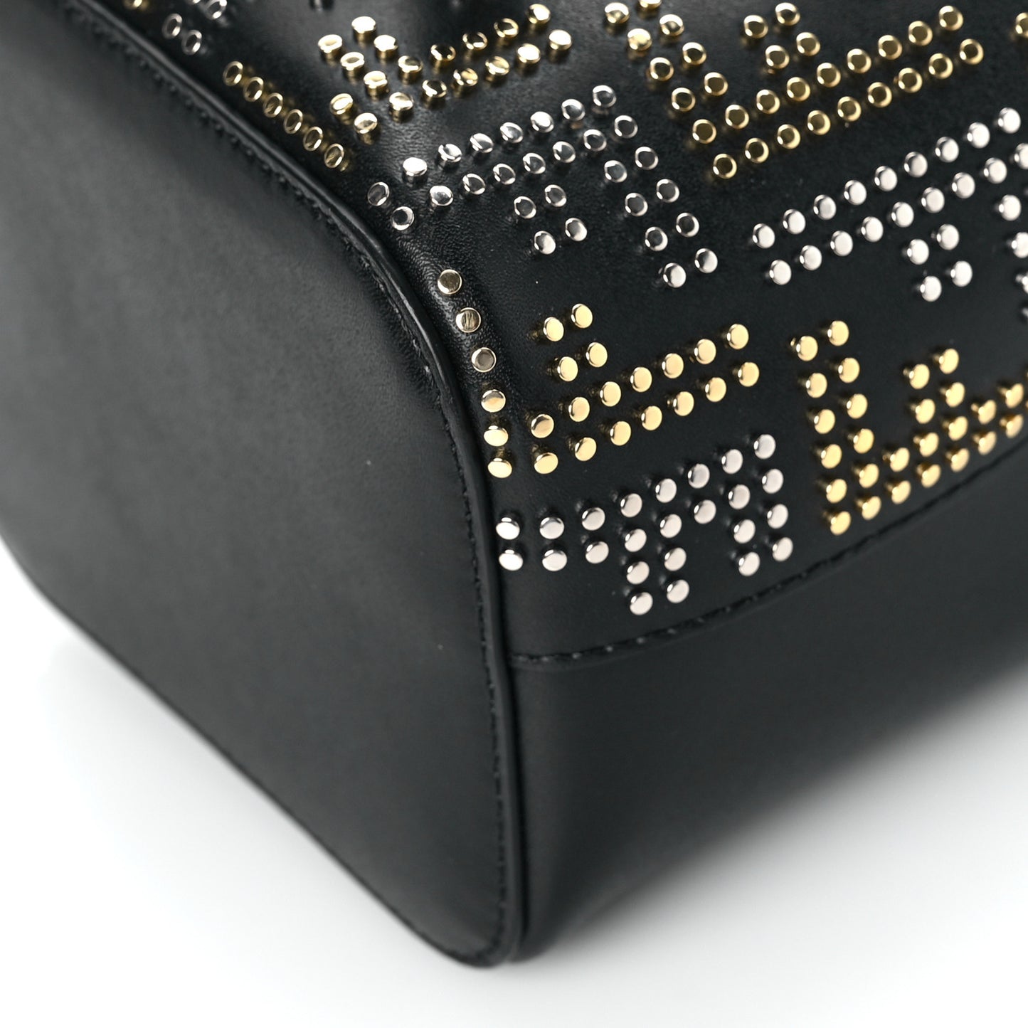 Vitello Liberty F is Fendi FF Studded Mini Mon Tresor Bucket Bag Black