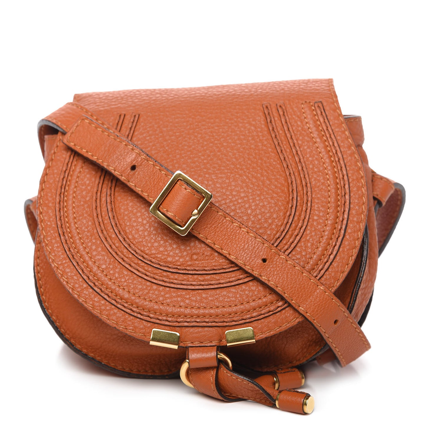 Calfskin Mini Marcie Round Crossbody Bag Tan