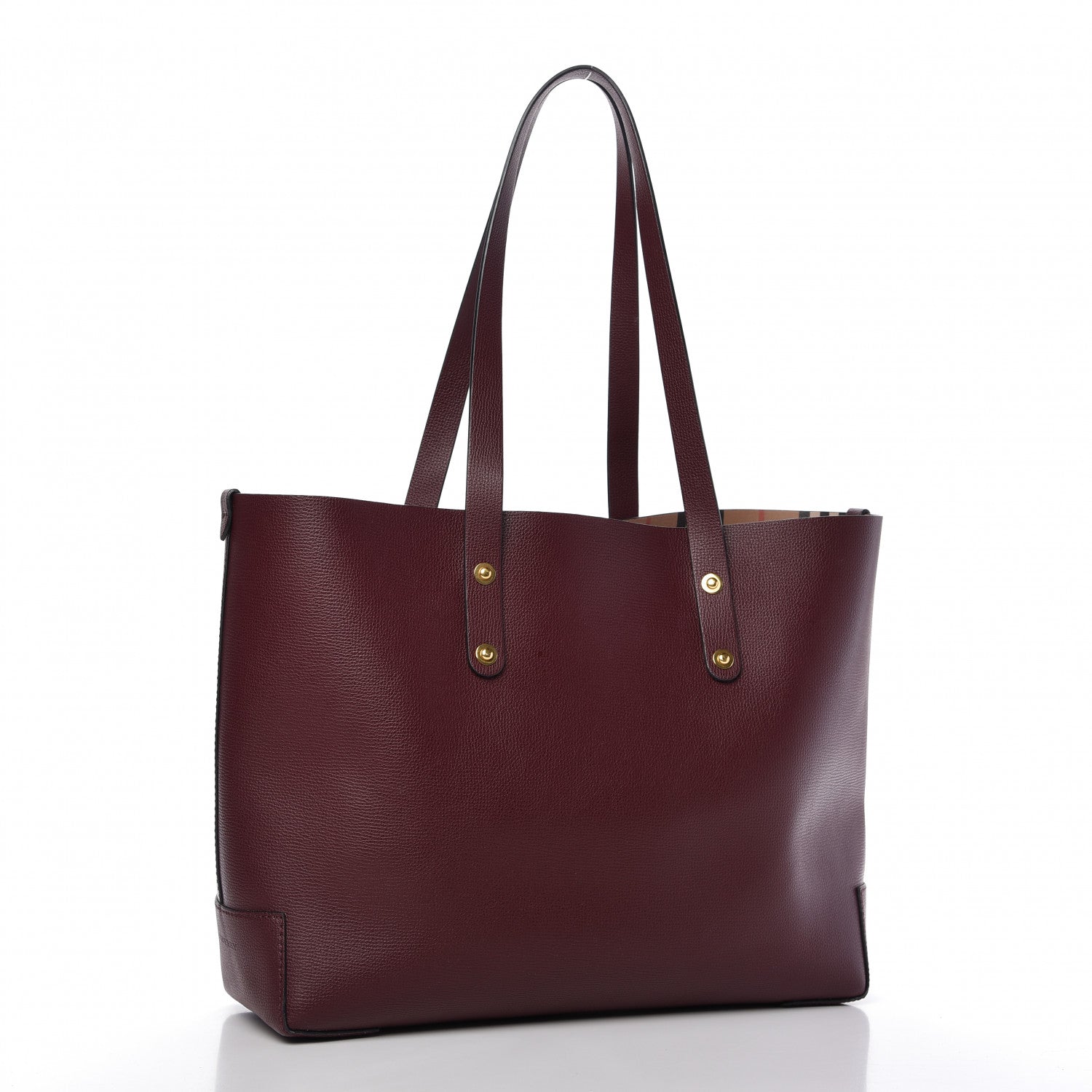 Burberry Calfskin Crest Embossed Small Tote Burgundy 3 of 9