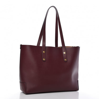 Burberry Calfskin Crest Embossed Small Tote Burgundy 3 of 9