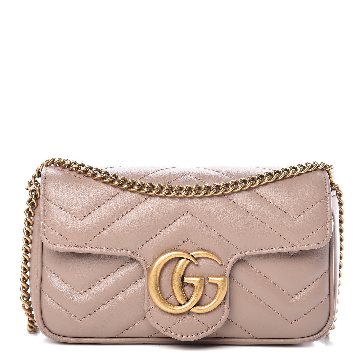 Calfskin Matelasse Super Mini GG Marmont Shoulder Bag Porcelain Rose