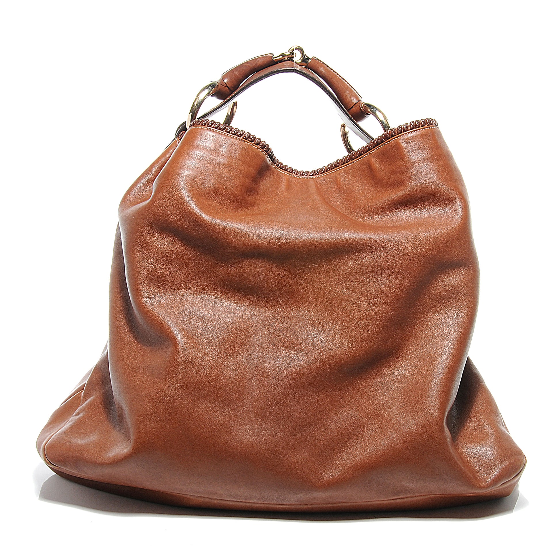 Gucci Leather Large Horsebit Chain Hobo Brown 1 of 8