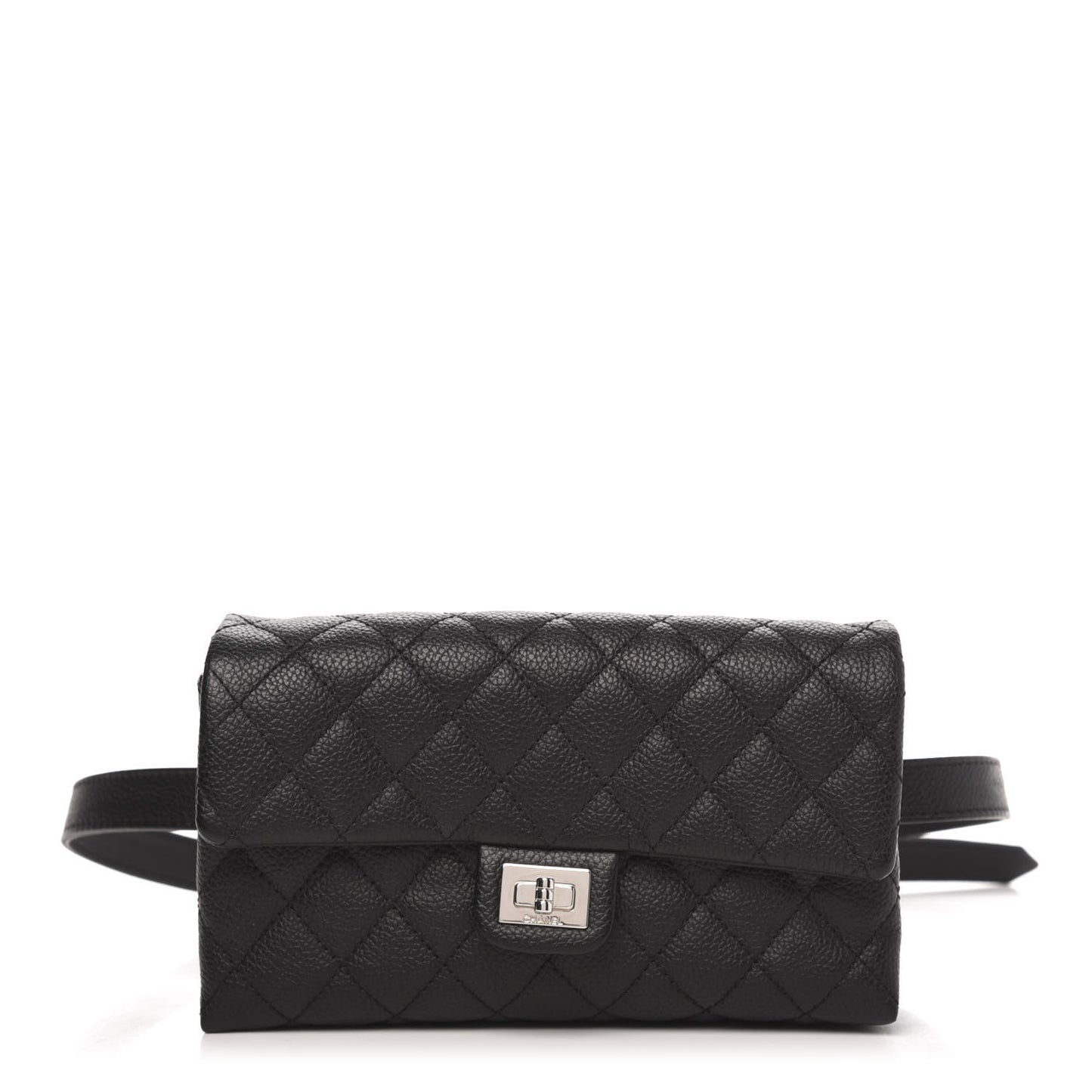Grained Calfskin Quilted 2.55 Reissue Flap Belt Bag Clutch Black