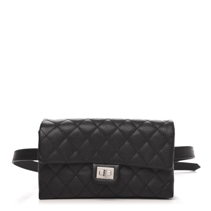 Chanel Grained Calfskin Quilted 2.55 Reissue Flap Belt Bag Clutch Black 1 of 10