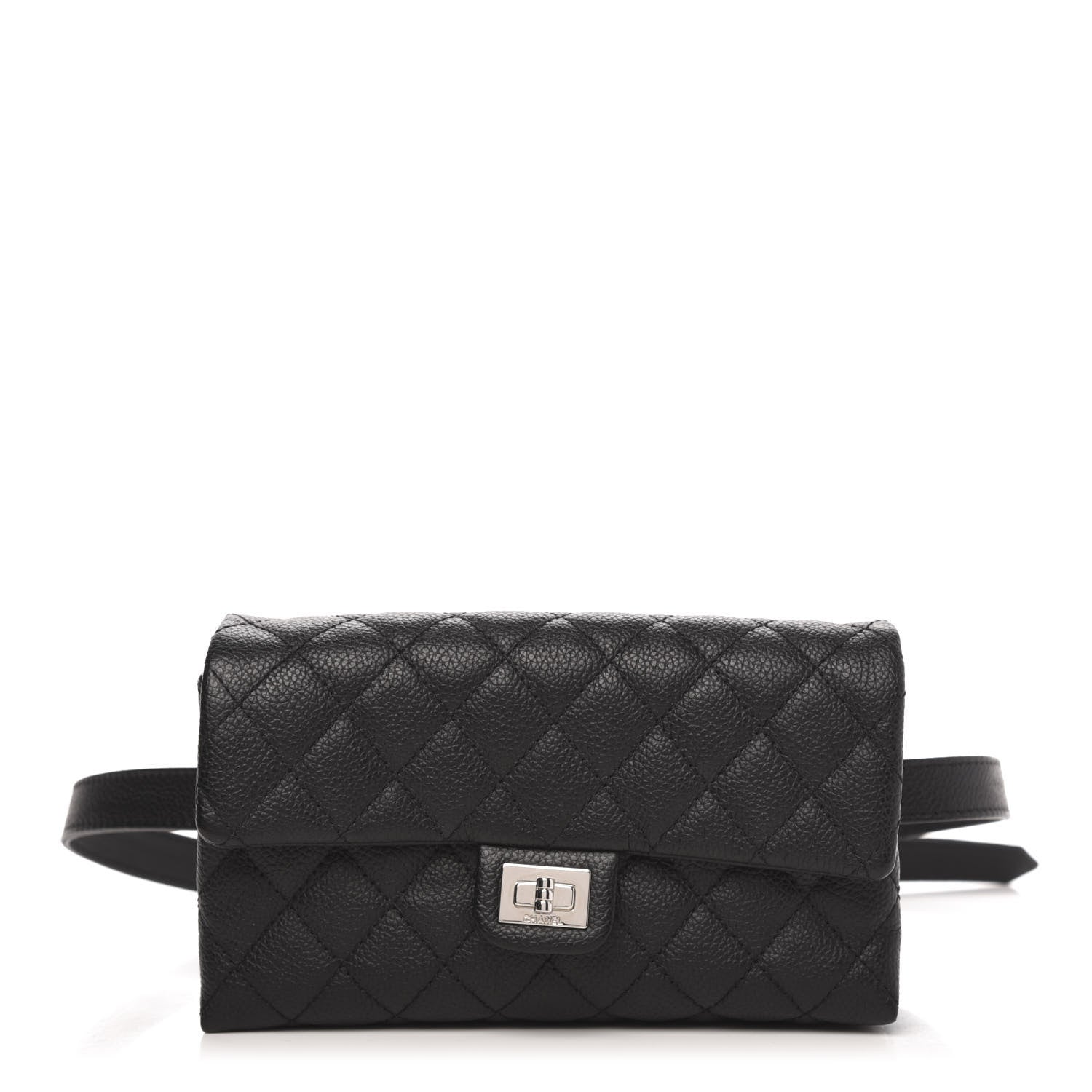 Chanel Grained Calfskin Quilted 2.55 Reissue Flap Belt Bag Clutch Black 1 of 10