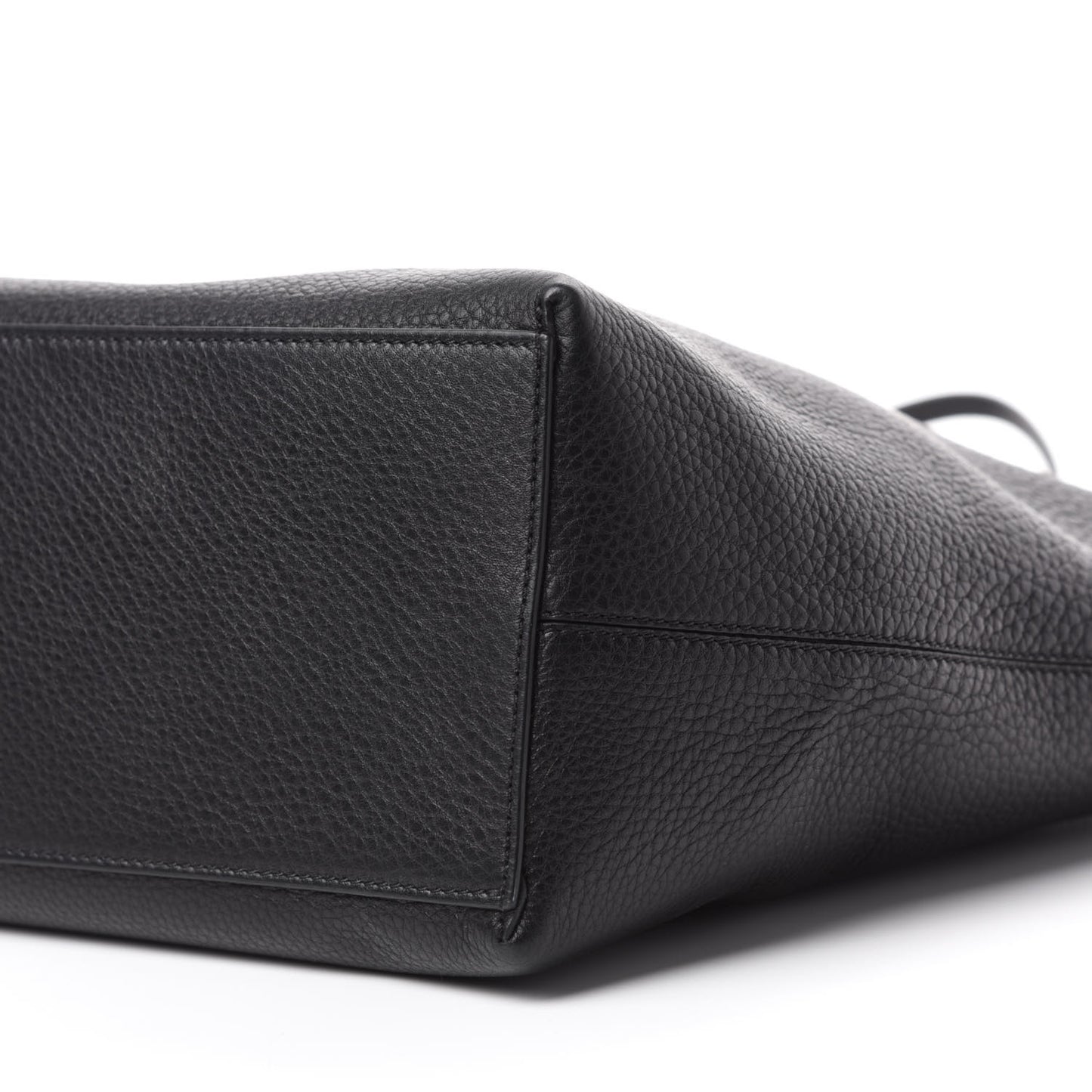 Grained Calfskin Rockstud Shoulder Tote Black