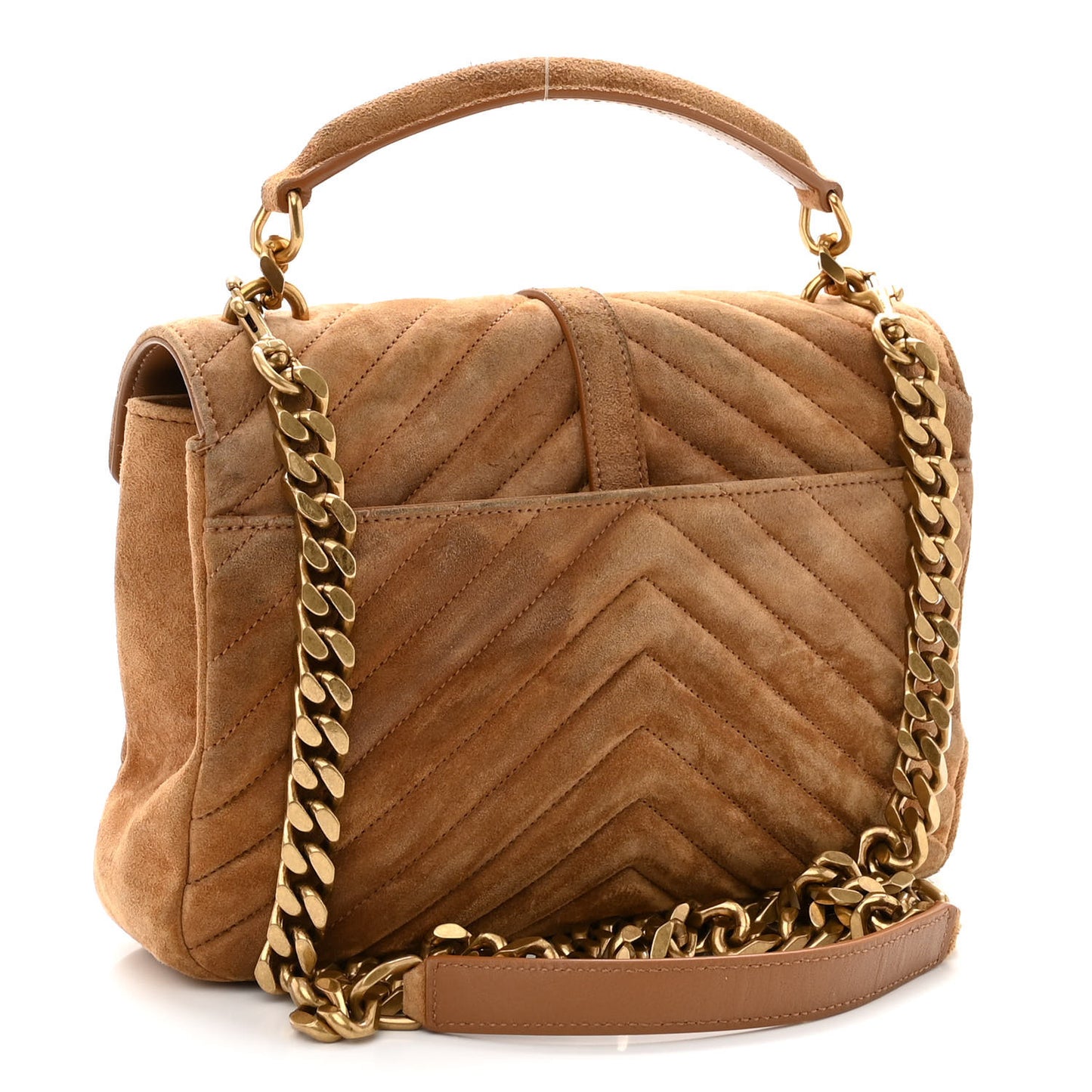 Suede Matelasse Chevron Monogram Medium College Bag Cinnamon