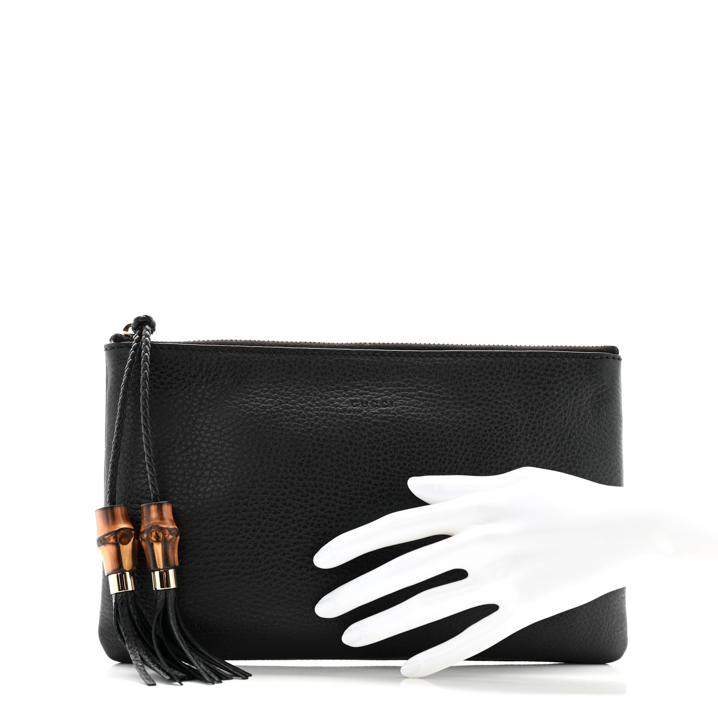 Calfskin Large Bamboo Clutch Black