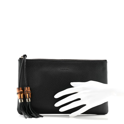 Gucci Calfskin Large Bamboo Clutch Black 2 of 7