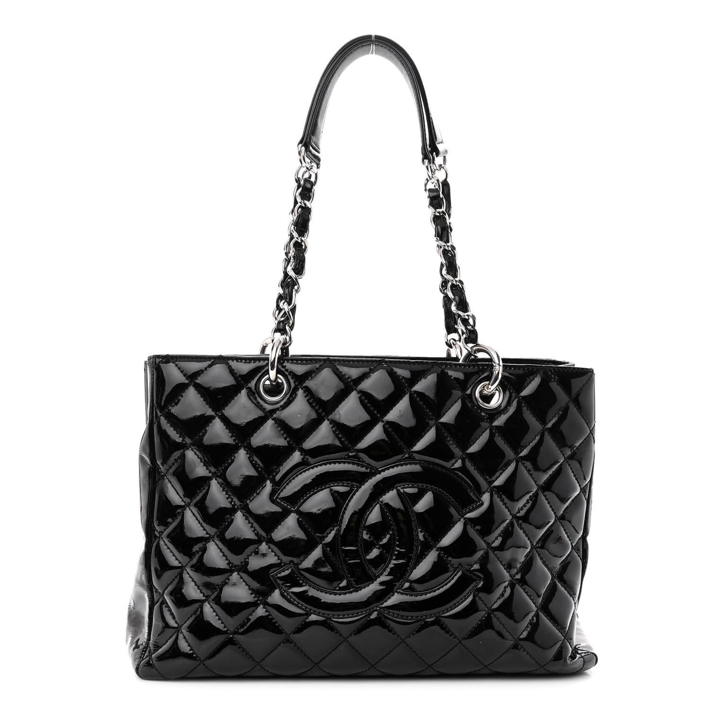 Patent Quilted Grand Shopping Tote GST Black