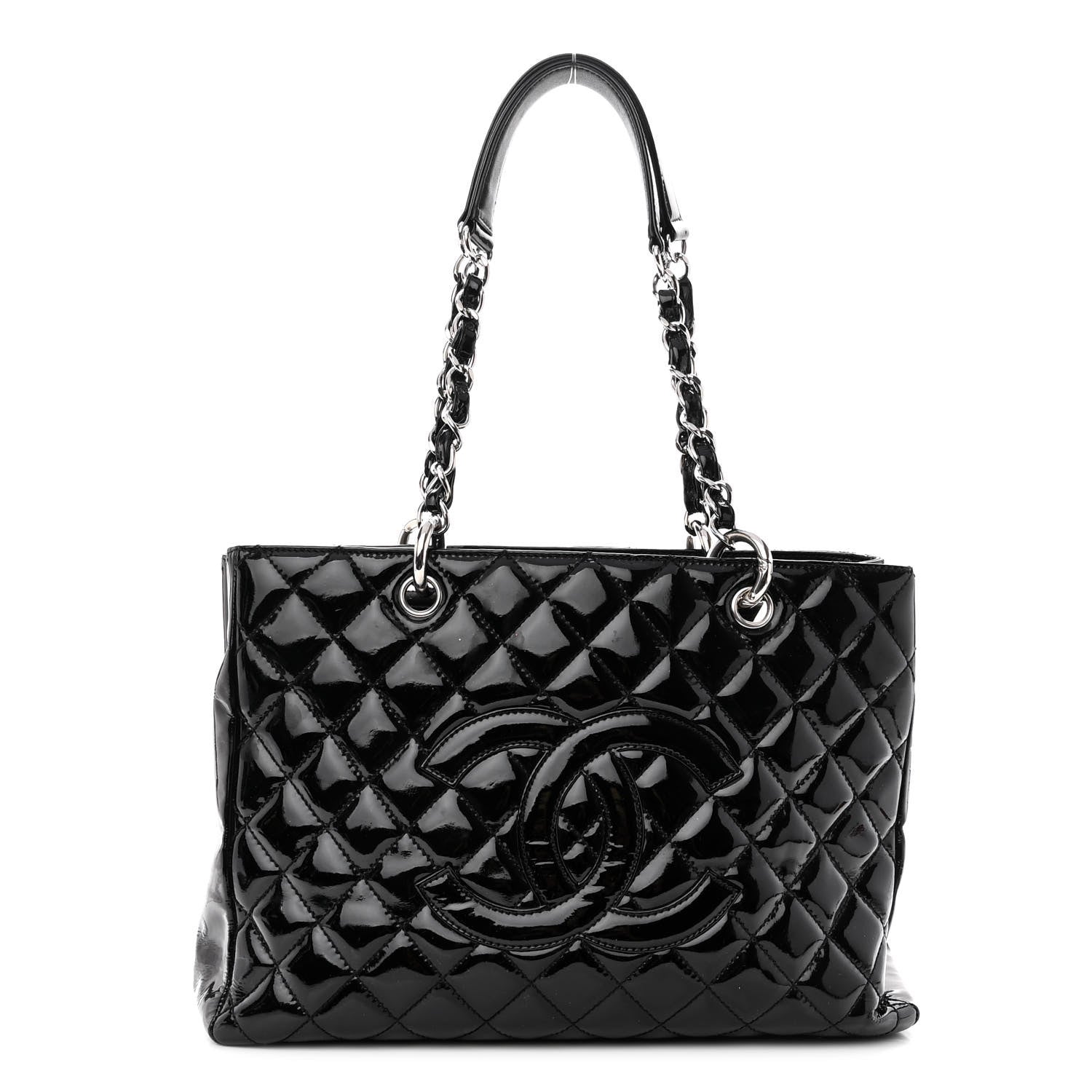 Chanel Patent Quilted Grand Shopping Tote GST Black 1 of 11