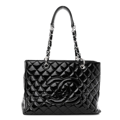 Chanel Patent Quilted Grand Shopping Tote GST Black 1 of 11
