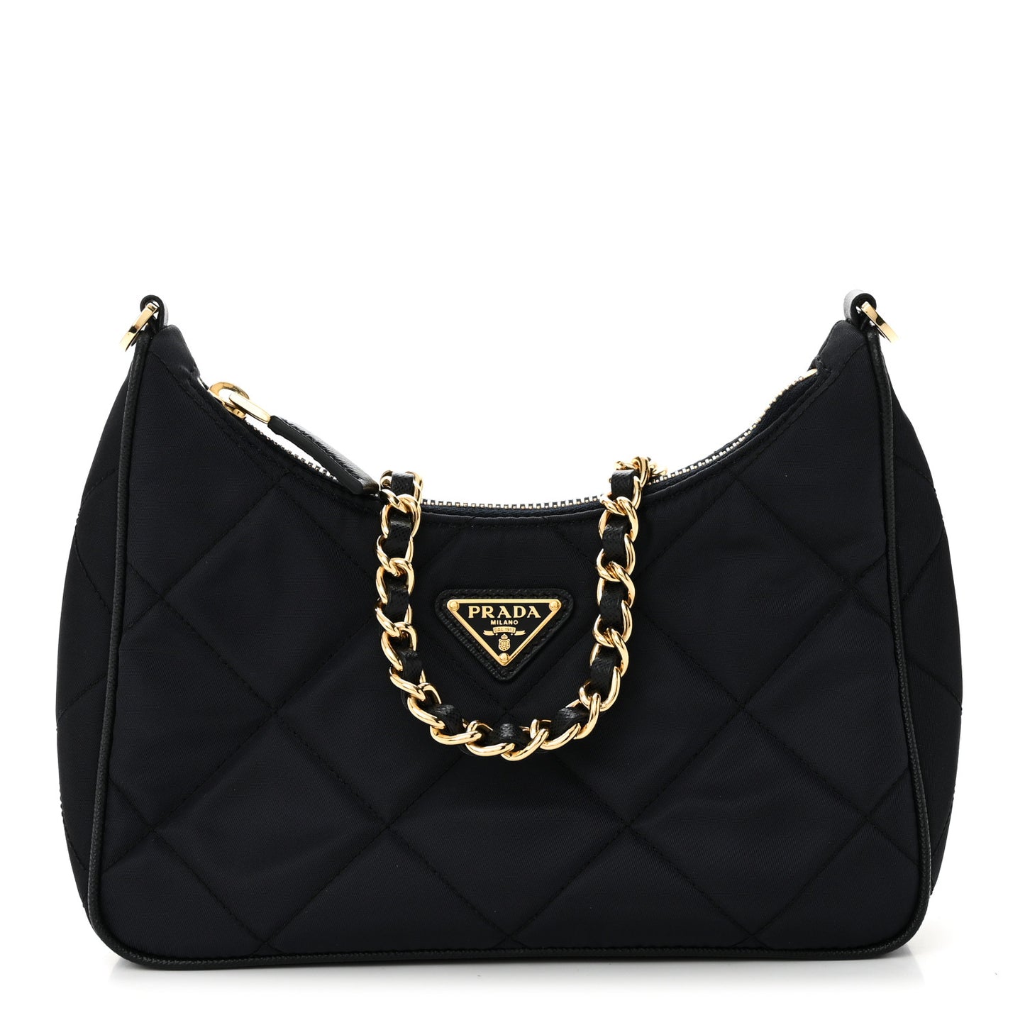 Re-Nylon Saffiano Stitched Mini Re-Edition 1995 Chaine Shoulder Bag Navy