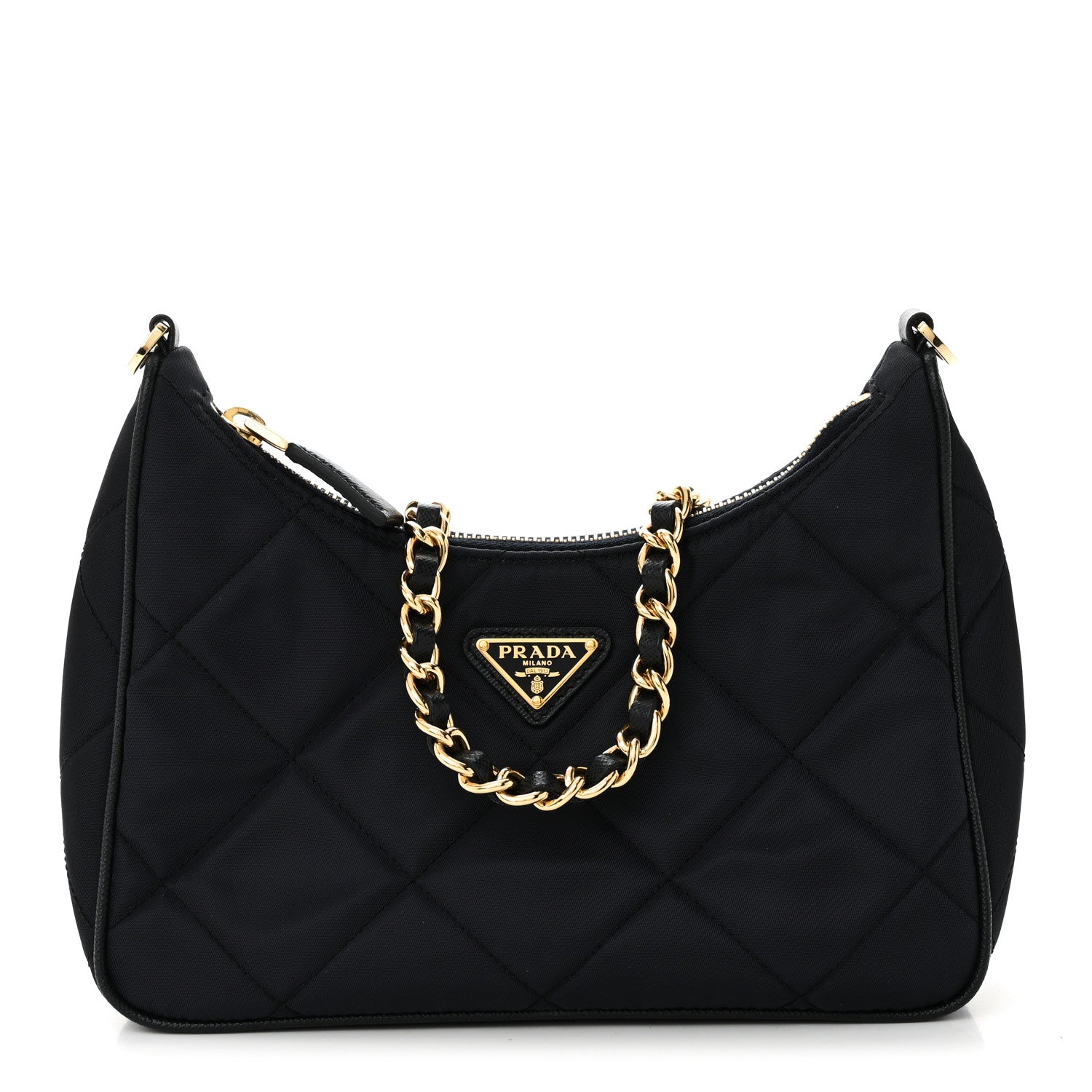 Prada Re-Nylon Saffiano Stitched Mini Re-Edition 1995 Chaine Shoulder Bag Navy 1 of 9