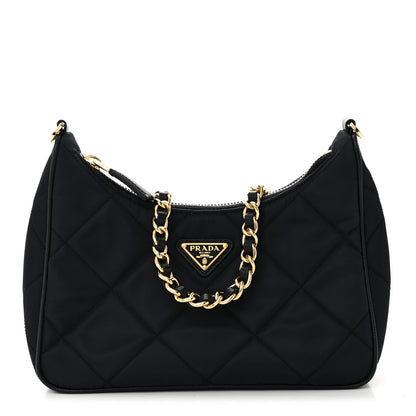 Prada Re-Nylon Saffiano Stitched Mini Re-Edition 1995 Chaine Shoulder Bag Navy 1 of 9