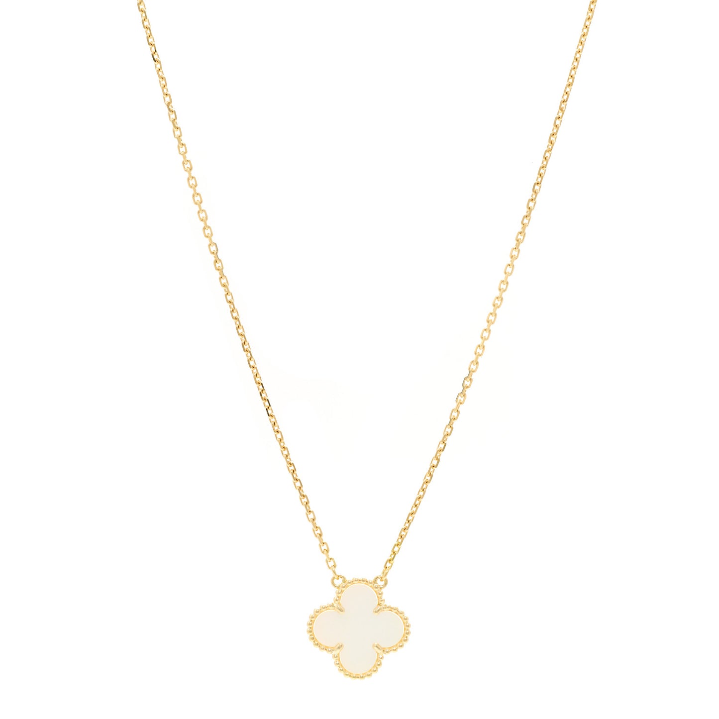 18K Yellow Gold Mother of Pearl Vintage Alhambra Pendant Necklace