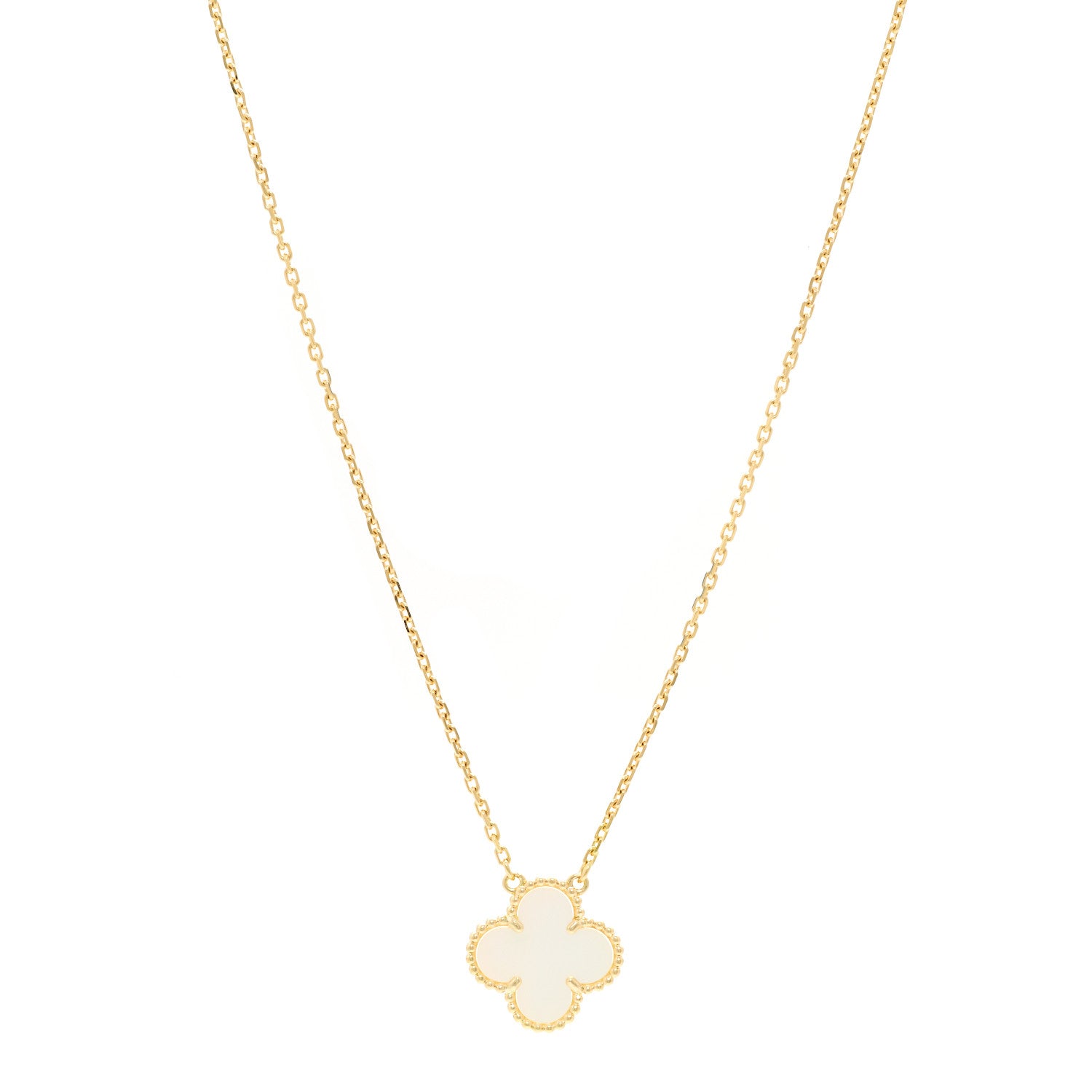 Van Cleef & Arpels 18K Yellow Gold Mother of Pearl Vintage Alhambra Pendant Necklace 1 of 5