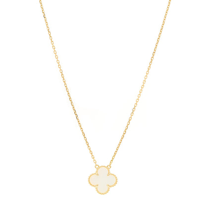 Van Cleef & Arpels 18K Yellow Gold Mother of Pearl Vintage Alhambra Pendant Necklace 1 of 5