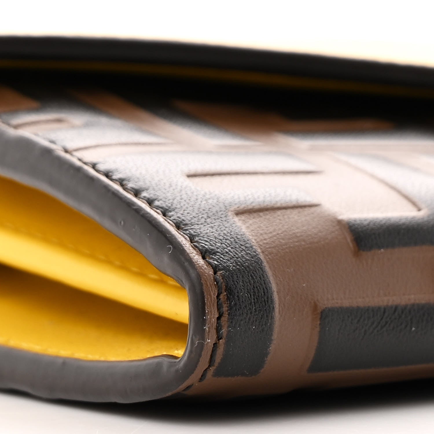 Fendi Vitello Cruise F is Fendi Bi-Color FF 1974 Embossed Continental Envelope Wallet On Chain Maya Black Sunflower 10 of 13