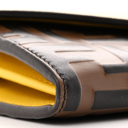 Fendi Vitello Cruise F is Fendi Bi-Color FF 1974 Embossed Continental Envelope Wallet On Chain Maya Black Sunflower 10 of 13