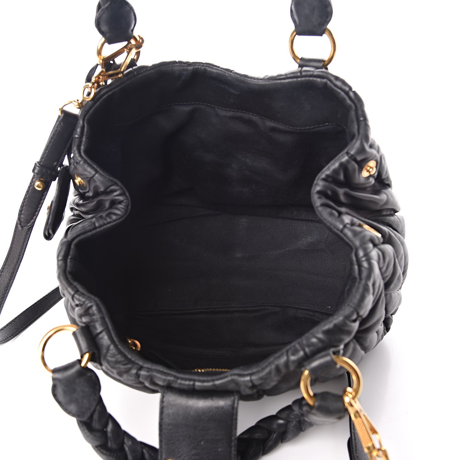 Miu Miu Nappa Matelasse Top Handle Satchel Black 5 of 10