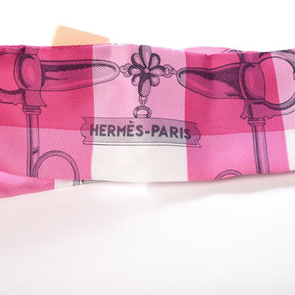 Hermes Silk Mors Et Gourmettes Vichy Twilly Rose Vif Framboise White 5 of 5
