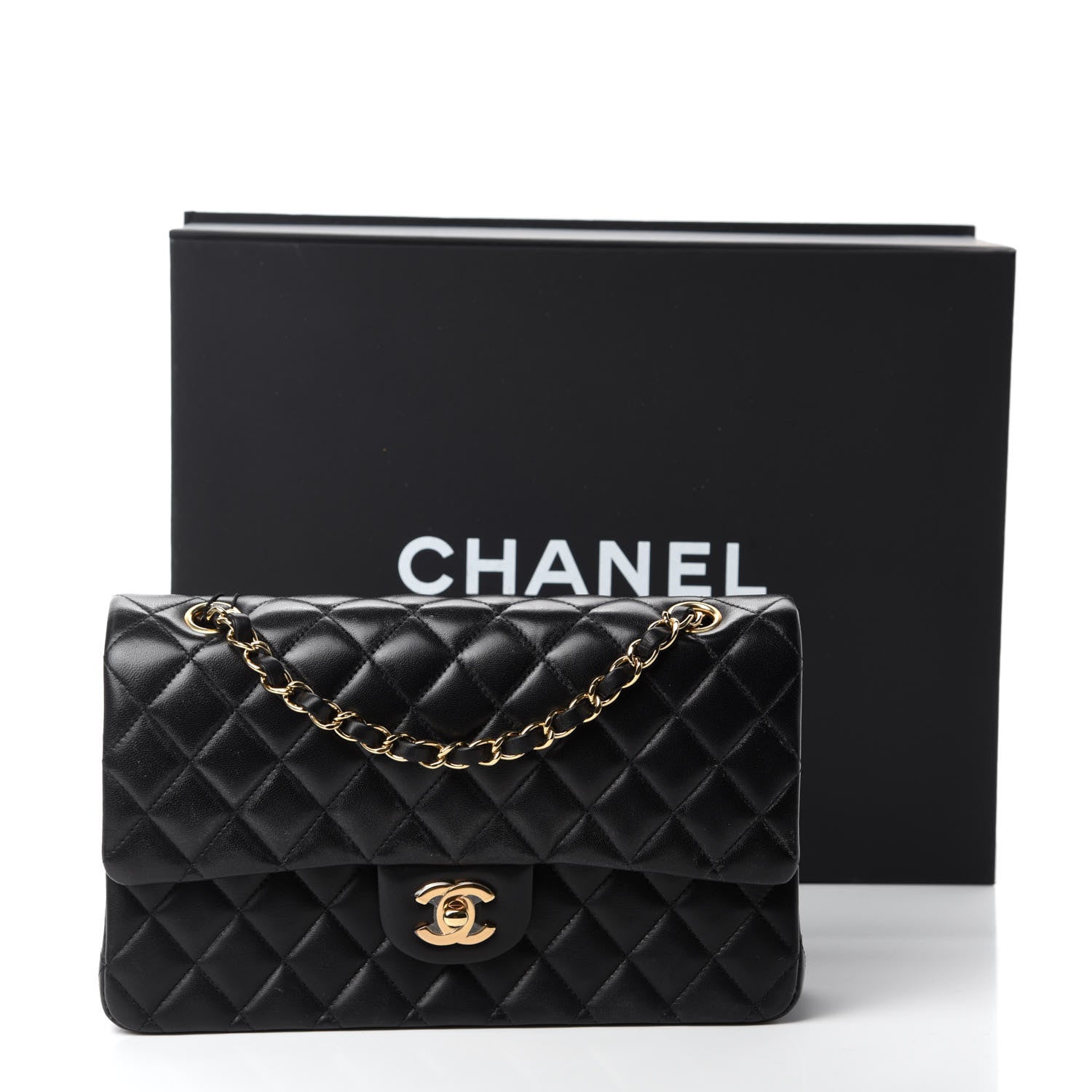 Chanel Lambskin Quilted Medium Double Flap Black 13 of 13
