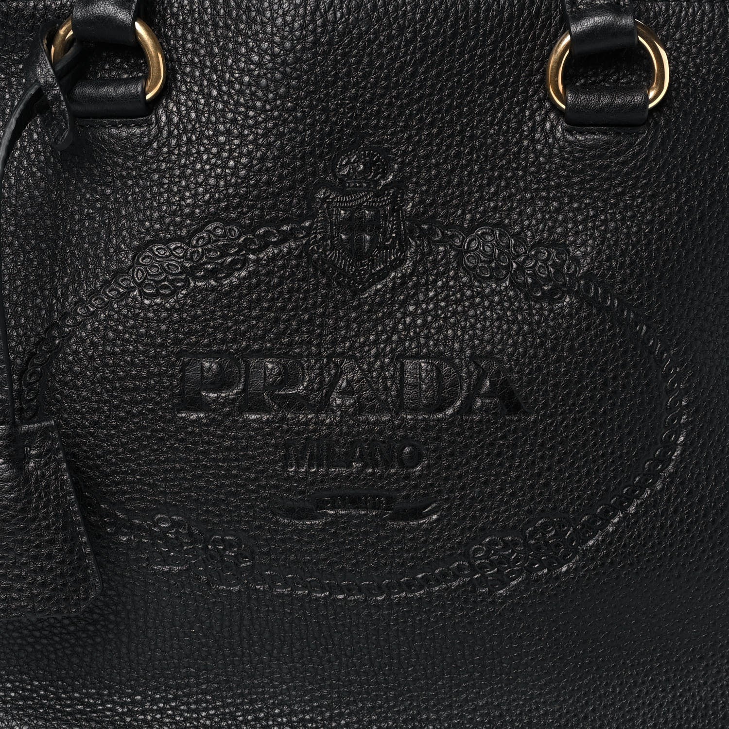 Prada Vitello Daino Embossed Logo Tote Black 7 of 12