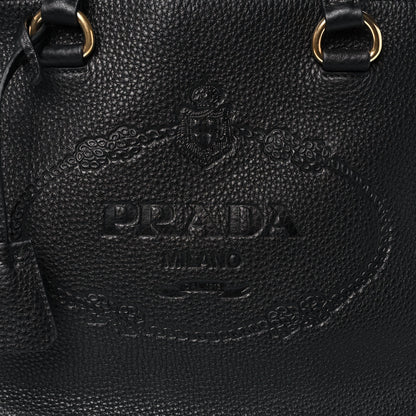 Prada Vitello Daino Embossed Logo Tote Black 7 of 12