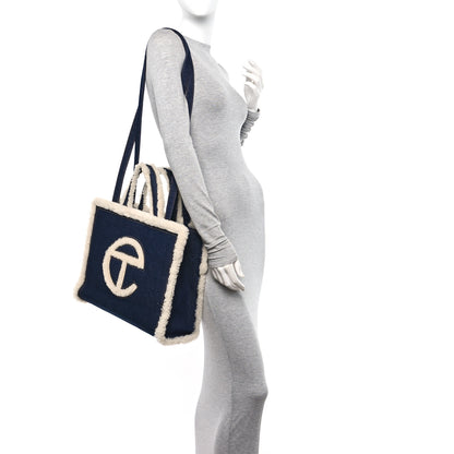 Telfar X UGG Denim Shearling Medium Shopping Bag Raw Denim 2 of 9