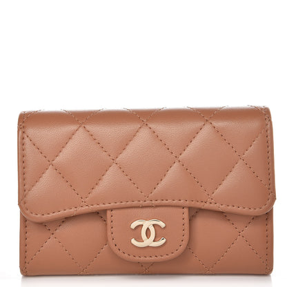 Chanel Lambskin Quilted Flap Card Holder Beige 1 of 8